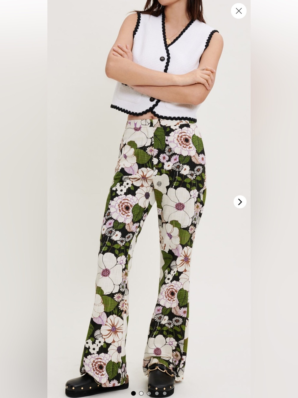 Maje 70s Floral Print Trousers Size FR 38 Boho French Girl Style US Size 6 🌸